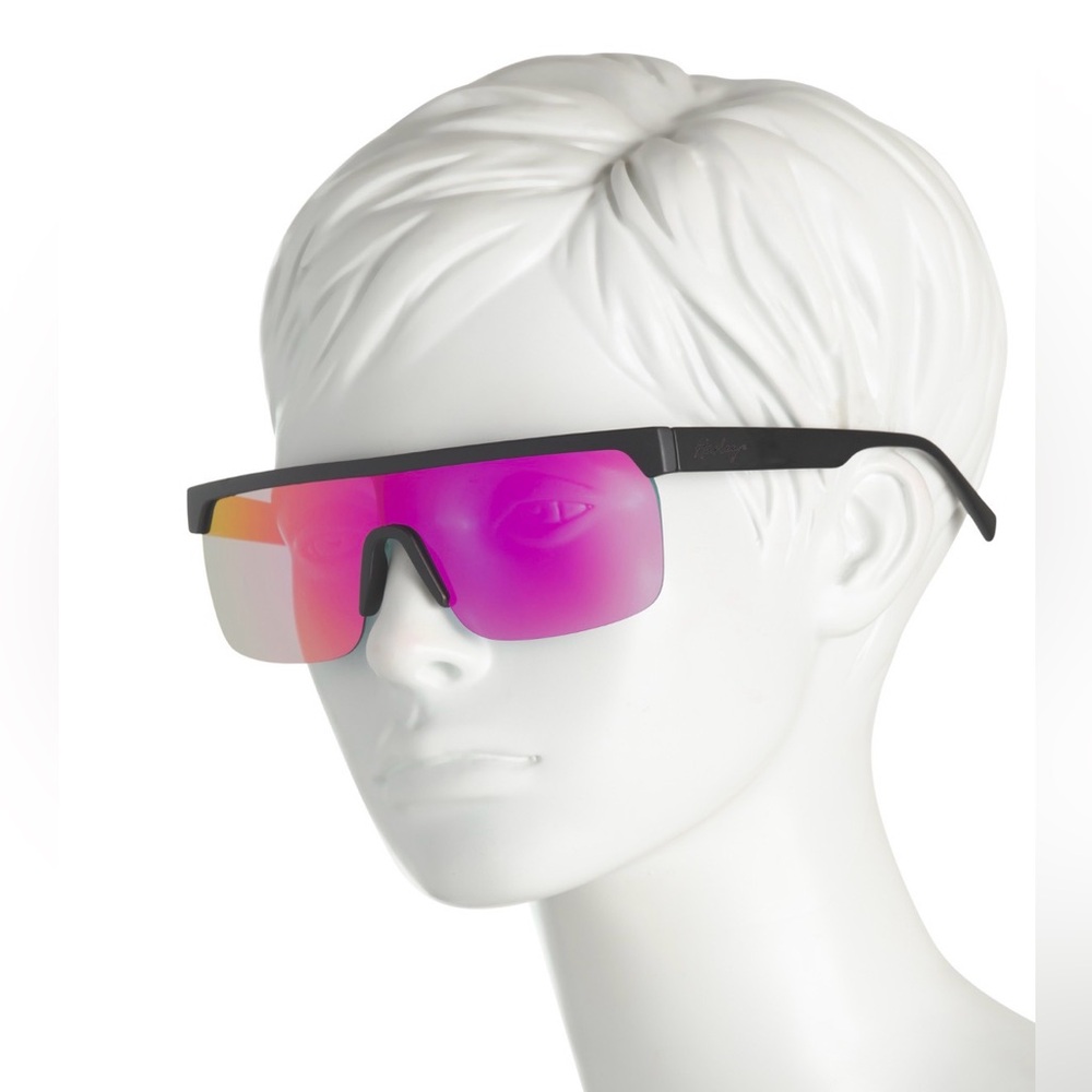 Hurley Sport Shield Polarized Sunglasses with Pink Mirrored Lens - Picture 1 of 7